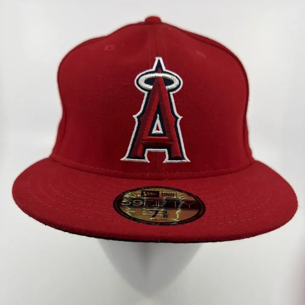 Los Angeles Angels New Era 59FIFTY Fitted Hat 7 3/8 Red MLB Baseball Cap